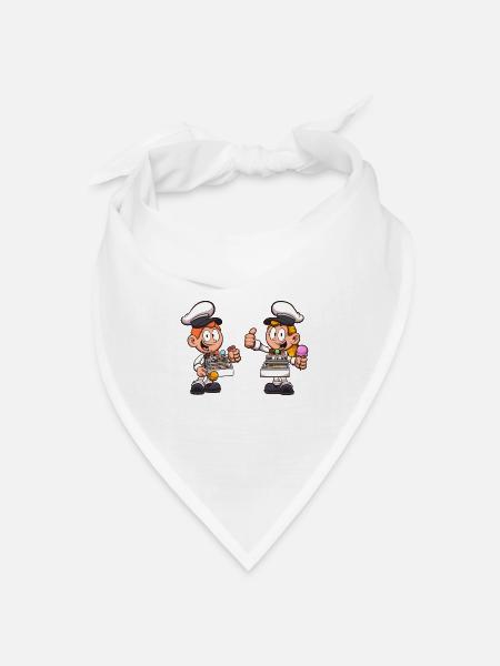 Junge und Mädchen verkaufen Eis - Bandana Dreieckstuch - Weiß