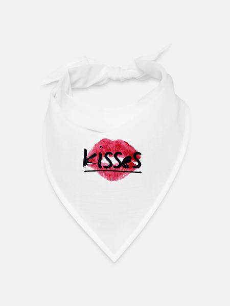 Küsst - Bandana Dreieckstuch - Weiß