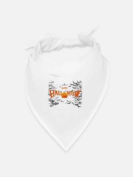 Fröhlicher Halloween-Kürbis - Bandana Dreieckstuch - Weiß
