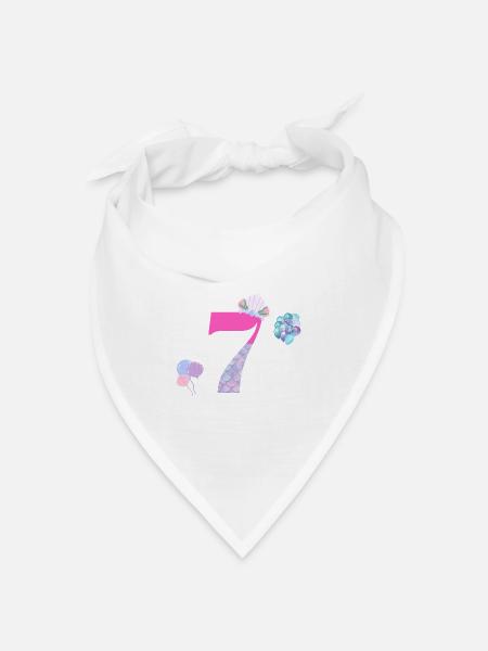 7. Geburtstag Meerjungfrau - Bandana Dreieckstuch - Weiß