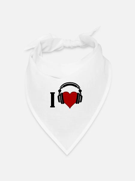 I ♥️ Music - Bandana Dreieckstuch - Weiß