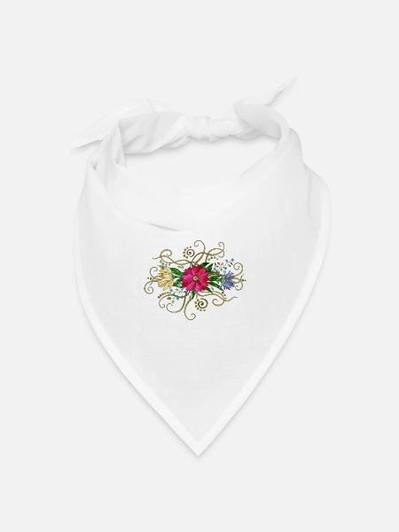 Blumen - Bandana Dreieckstuch - Weiß