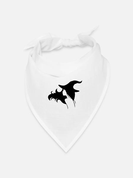 Hexe mit offenen Haaren und einem Hut - Bandana Dreieckstuch - Weiß
