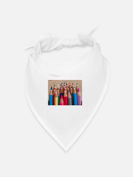 Buntstifte - Bandana Dreieckstuch - Weiß