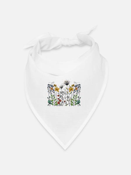 Blumen - Bandana Dreieckstuch - Weiß