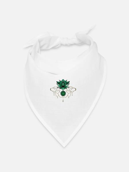 Grüner Lotus Chakren unalome - Bandana Dreieckstuch - Weiß