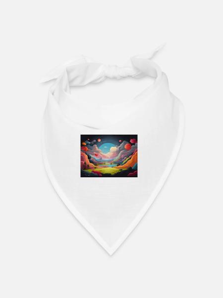 Bunte Landschaft - Bandana Dreieckstuch - Weiß