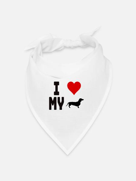 T-Shirt I Love My Dog für Hundefreunde - Bandana Dreieckstuch - Weiß