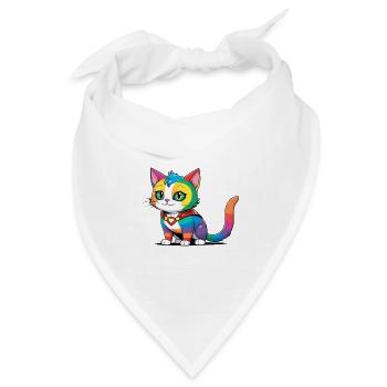 Superhelden LGBT Regenbogen Katze - Bandana Dreieckstuch - Weiß - Vorne