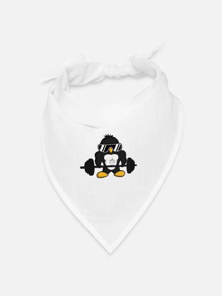 Bodybuilder Pinguin Lustige Coole Muskeln Sonnenbrille - Bandana Dreieckstuch - Weiß