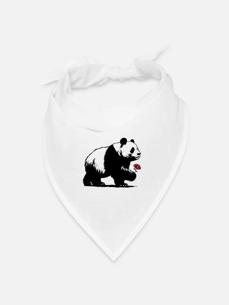 Panda - Bandana Dreieckstuch - Weiß
