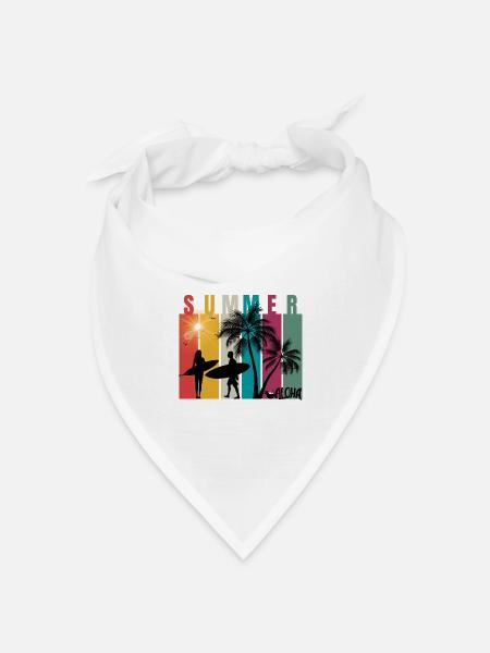 Summer - Sommer - Hawaii - Aloha - Surfer - Bandana Dreieckstuch - Weiß