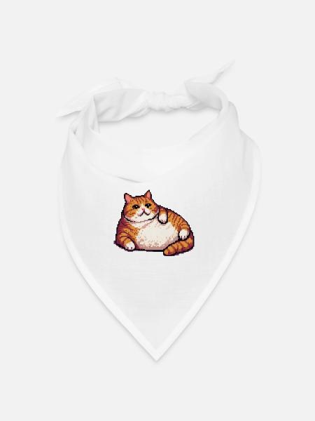 Fette Ingwerkatze Pixelkunst - Bandana Dreieckstuch - Weiß