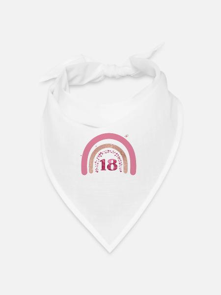 18. Geburtstag Regenbogen Rose - Bandana Dreieckstuch - Weiß