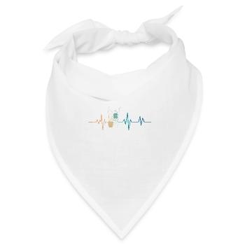 Retro Heartbeat Freundschaft - Bandana Dreieckstuch - Weiß - Vorne