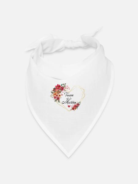 Brautteam Goldenes Herz Blumen - Bandana Dreieckstuch - Weiß