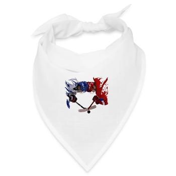 Eishockey Duell Blau Rot - Bandana Dreieckstuch - Weiß - Vorne