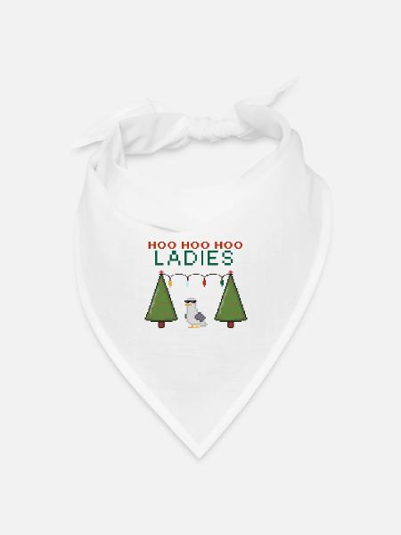 HooHooHoo Damen Pixel Weihnacht - Bandana Dreieckstuch - Weiß