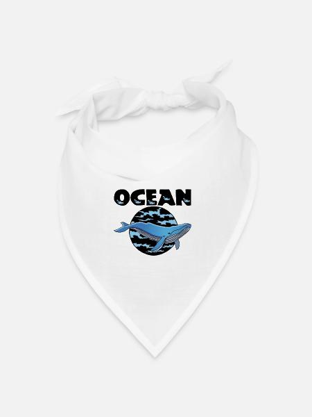 Wal und Ozean - Bandana Dreieckstuch - Weiß