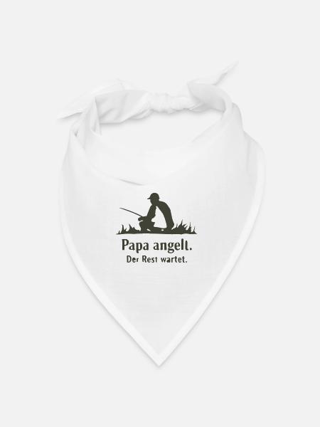 Papa angelt Der Rest wartet - Bandana Dreieckstuch - Weiß
