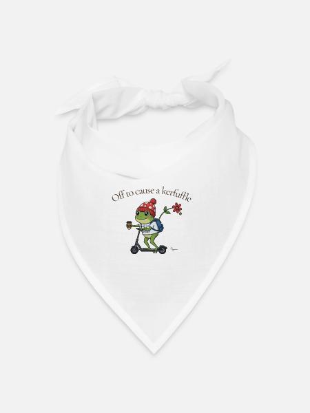 Frosch auf Roller: Kerfuffle - Bandana Dreieckstuch - Weiß