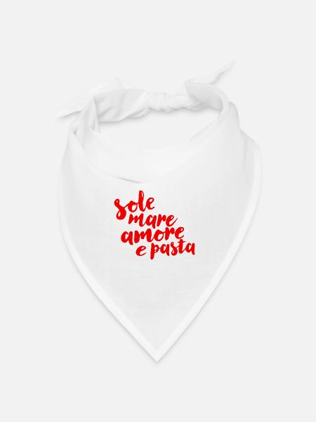 sole, mare, amore e pasta - Bandana Dreieckstuch - Weiß