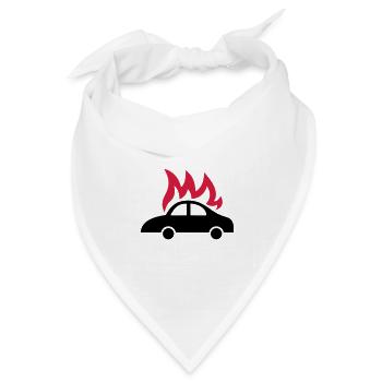 brennendes Auto - burning car - Bandana Dreieckstuch - Weiß - Vorne