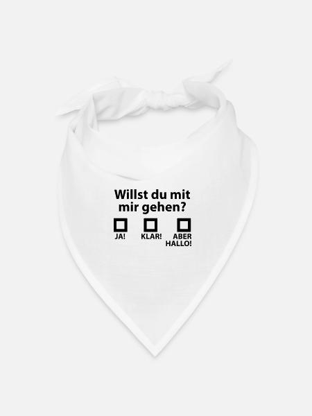 Willst du mit mir gehen? - Bandana Dreieckstuch - Weiß