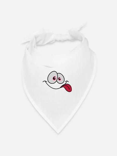 Lächelndes Comic Gesicht Cool Zunge Rausstrecken - Bandana Dreieckstuch - Weiß