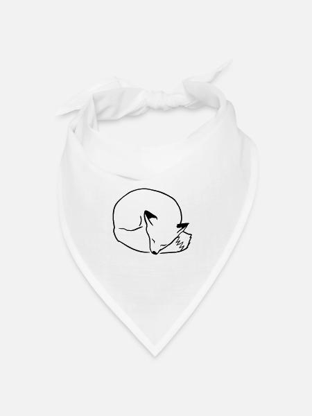 Fuchs schlafend: Niedlich, Kawaii & Comic Stil - Bandana Dreieckstuch - Weiß