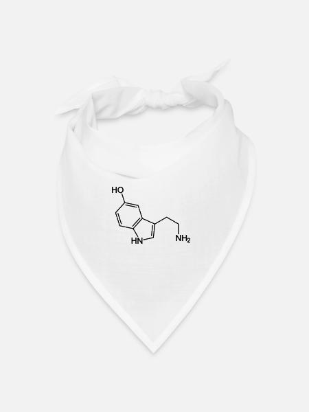 Serotonin Molekül - Bandana Dreieckstuch - Weiß