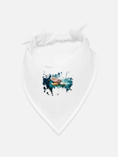 Schildkröte Splash - Bandana Dreieckstuch - Weiß