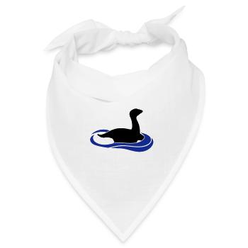 Dinosaurier Loch Ness Monster im Wasser - Bandana Dreieckstuch - Weiß - Vorne