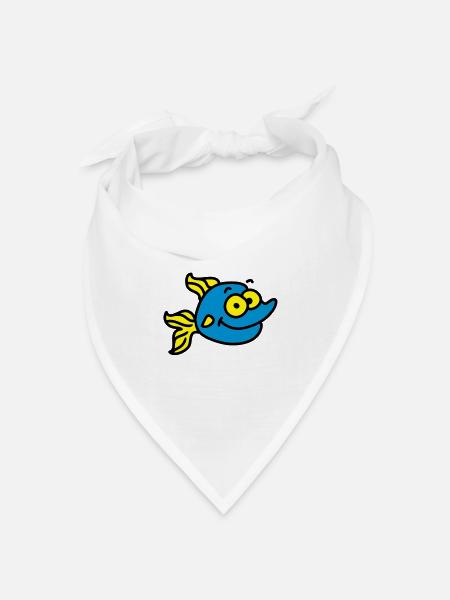 lustiger Fisch - Bandana Dreieckstuch - Weiß