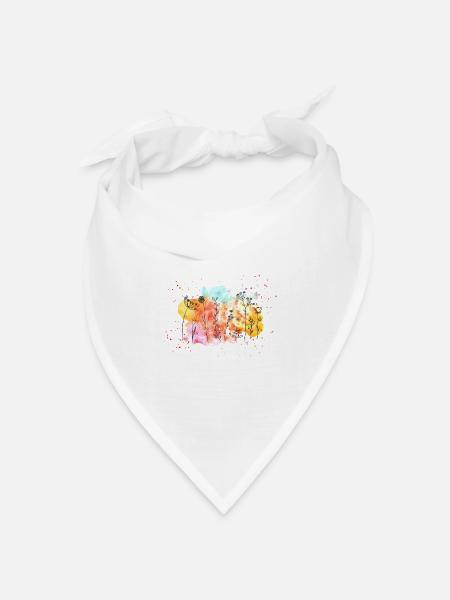 Blumen-Wiese Wasserfarben | Frühling & Sommer - Bandana Dreieckstuch - Weiß