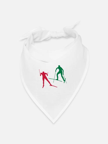 Ski Langlauf in der Loipe - Bandana Dreieckstuch - Weiß