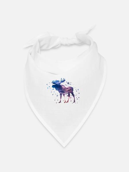 Wasserfarben Elch - Bandana Dreieckstuch - Weiß