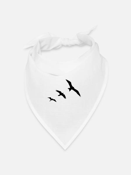 Vögel - Bandana Dreieckstuch - Weiß