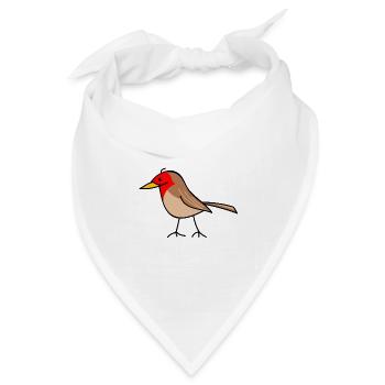 lustiges Rotkehlchen - Bandana Dreieckstuch - Weiß - Vorne
