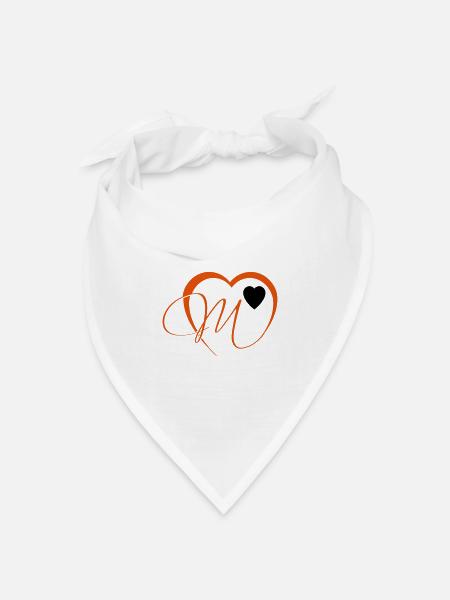 Valentinstag Herz mit Buchstabe M - Bandana Dreieckstuch - Weiß