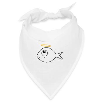 Fisch Ronny der Engel - Bandana Dreieckstuch - Weiß - Vorne