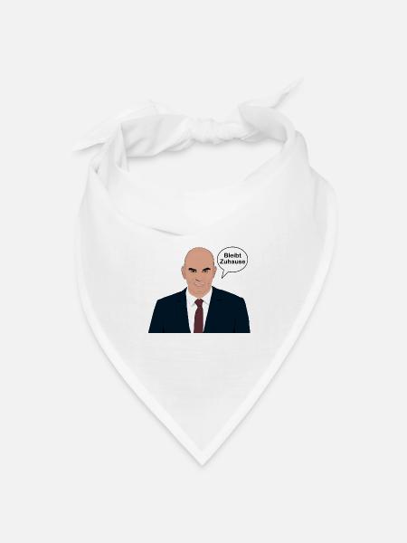 Alain Berset sagt Bleibt Zuhause - Bandana Dreieckstuch - Weiß