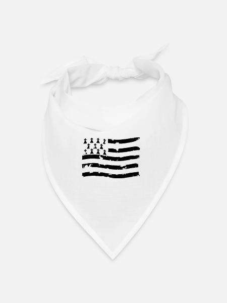 Bretonische Flagge - Bandana Dreieckstuch - Weiß