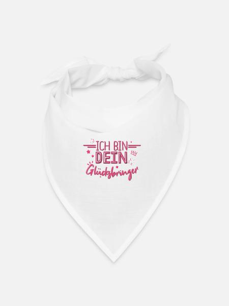 Ich bin Dein Glücksbringer Kleeblatt Glück Spruch - Bandana Dreieckstuch - Weiß