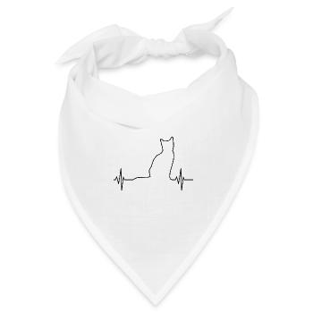 Katze EKG Schwarz - Bandana Dreieckstuch - Weiß - Vorne