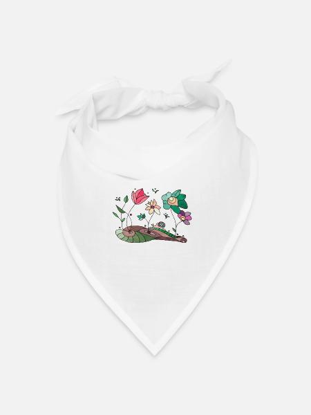 Blumen - Bandana Dreieckstuch - Weiß