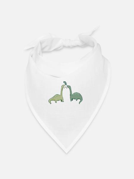 Süße Dinosaurier mit Herzen - Bandana Dreieckstuch - Weiß