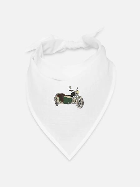Motorrad mit Beiwagen 2 - Bandana Dreieckstuch - Weiß