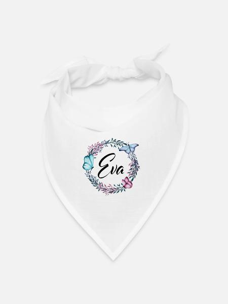 Eva, Name, Schriftzug, Blumenkranz, Geschenk - Bandana Dreieckstuch - Weiß