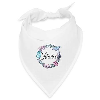 Felicitas, Name, Schriftzug, Blumenkranz, Geschenk - Bandana Dreieckstuch - Weiß - Vorne